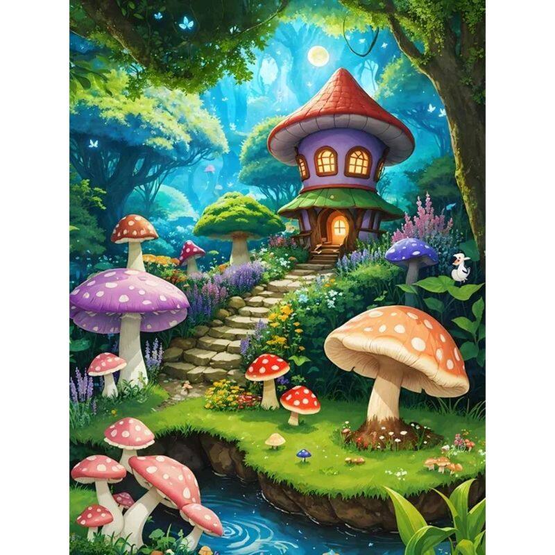 PhotoCustom Abstract Painting By Numbers diy kit for adults Decorative Paintings Magic Mushroom Room Picture Unique Gift