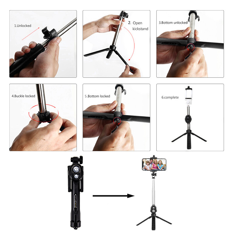 Zelion Chân Máy Đơn Di Động Gậy Chụp Ảnh Tự Sướng Bluetooth Camera Điều Khiển Từ Xa Có Nút Cầm Tay Gậy Selfie Cho iPhone 6 8 Plus Huawei Android Stick Z2