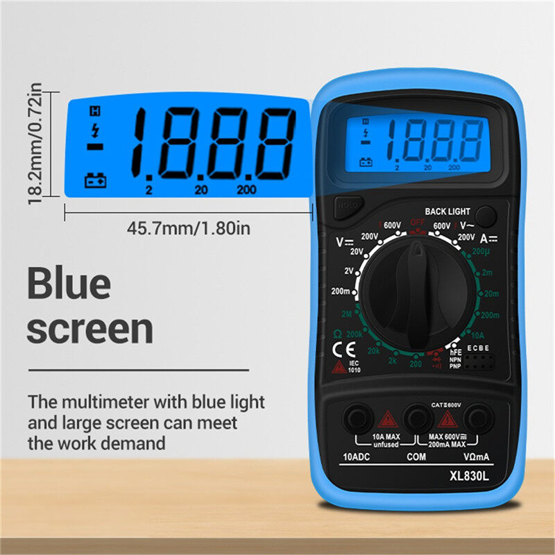 KIPRUN Đồng Hồ Vạn Năng Kỹ Thuật Số LCD Ampe Kế AC DC Máy Kiểm Tra Vôn Kế Thiết Bị Đo Hiển Thị LCD Với 2 Dây Dẫn Nhỏ Nhất, XL830L