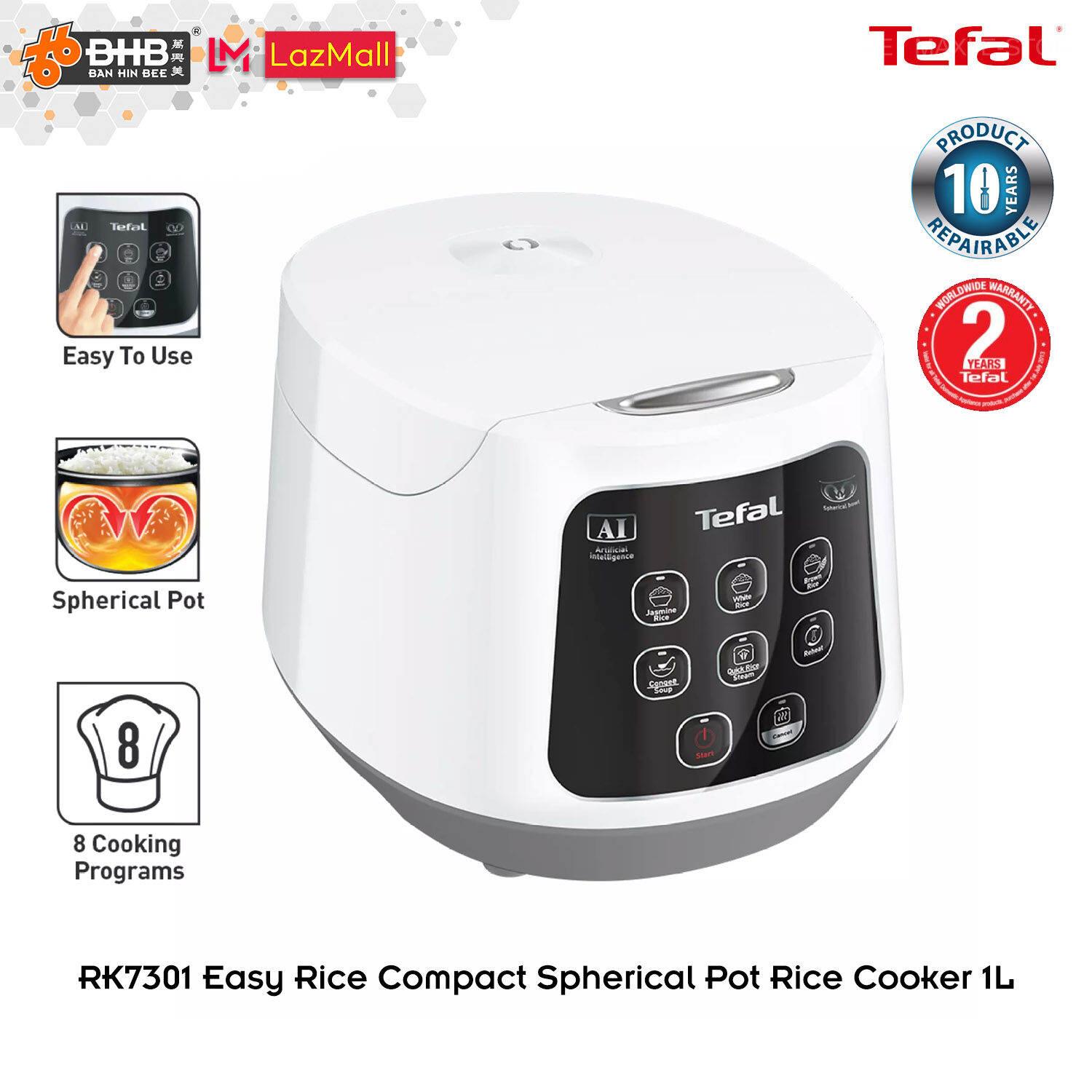 Tefal RK7301 Easy Rice Compact Spherical Pot Rice Cooker 1L Lazada