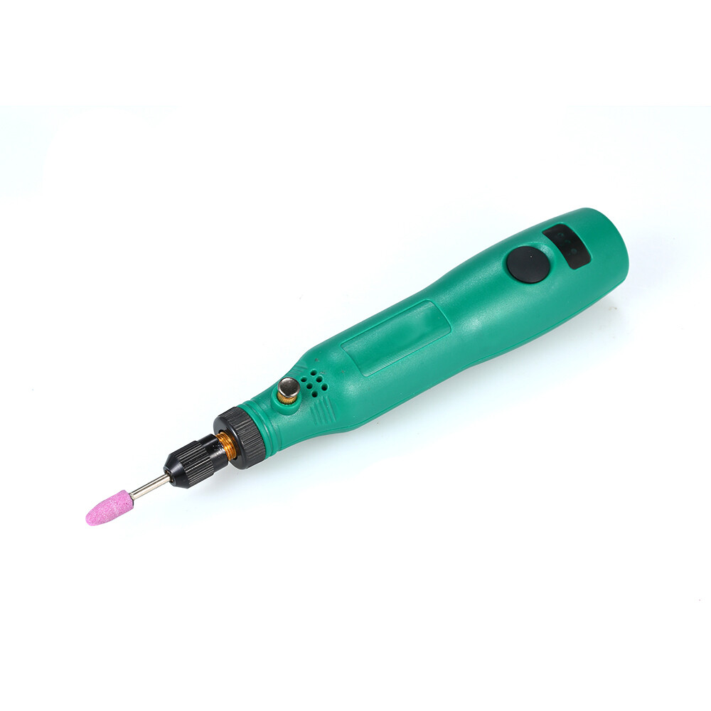 [Original] KKmoon 3.7V 1.2W Mini Electric Grinder Set Cordless Mini Handle Small Size Grinding Machine Carving Engraving Pen Trimming Milling Polishing Micro Household Grinder Drilling Cutting Engraving Tool Kit / Green