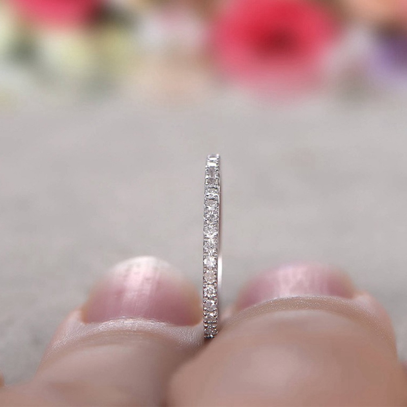 【Hot Bán, Chứng Khoán Sẵn Sàng 】 Nhẫn Kim Cương Một Hàng, Nhẫn Đôi Nhẫn Bạc