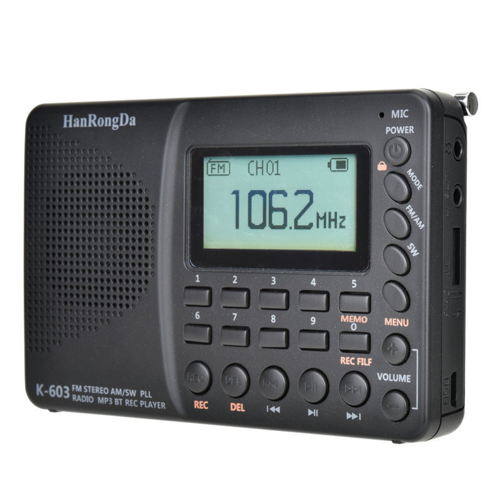 K-603 Digital Radio Multifunctional Long Standby Time Portable Practical Bluetooth-compatible 5.0 Radio for All Ages Bluetooth Radio Convenient