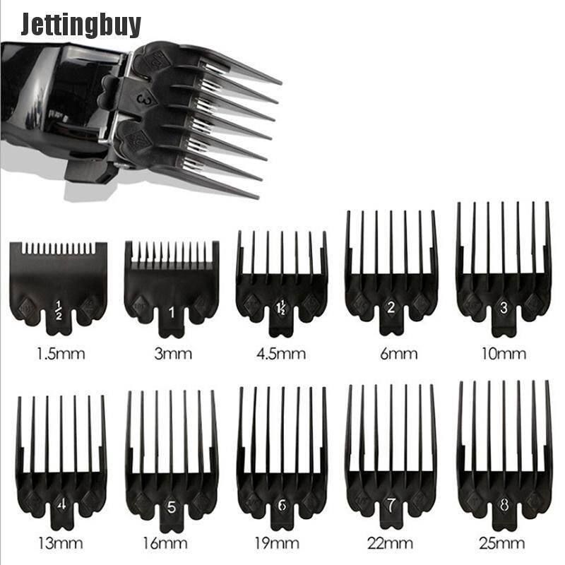 [Jettingbuy] 10PCS Hair Clipper Combs Guide Kit Hair Trimmer Guards 1.5-25MM Salon Tools