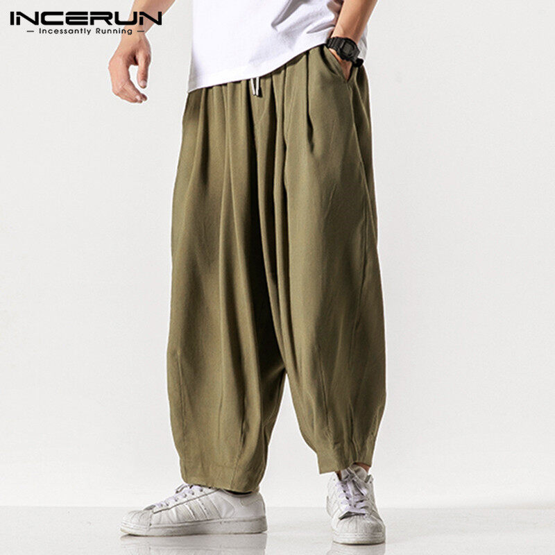 INCERUN Mens Womens Baggy Pants Loose Casual Wide Leg Trousers Long ...