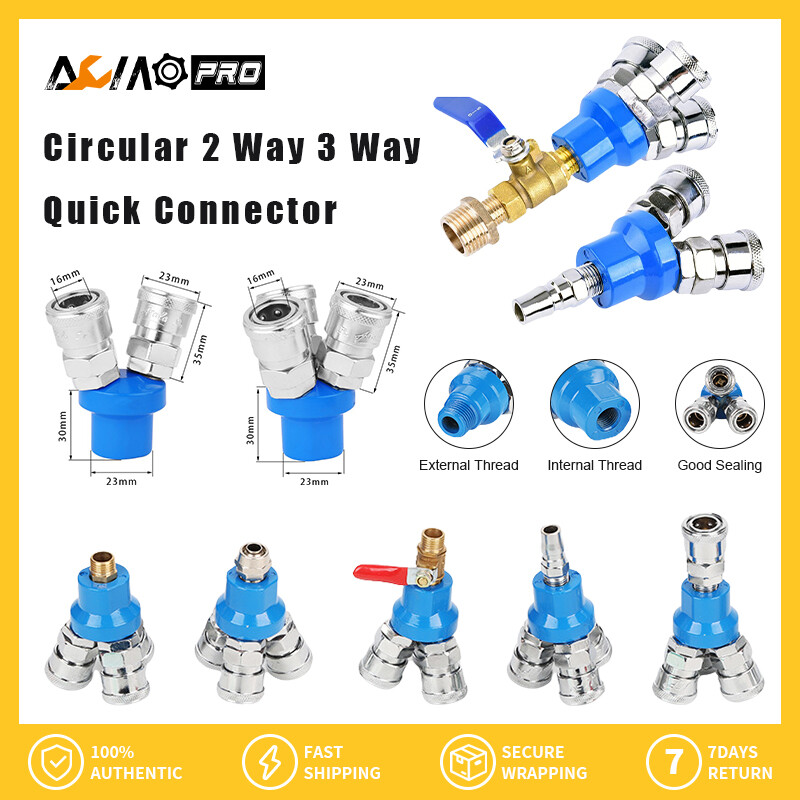 AumoPro 1 Pc Air Compressor Connector Pneumatic Fitting 1/4 Air Compressor Manifold 2 Way Quick Connect Multi Hose Coupler Fitting Coupling Pneumatic Joint Air Hose Manifold Block Splitter Quick Connect