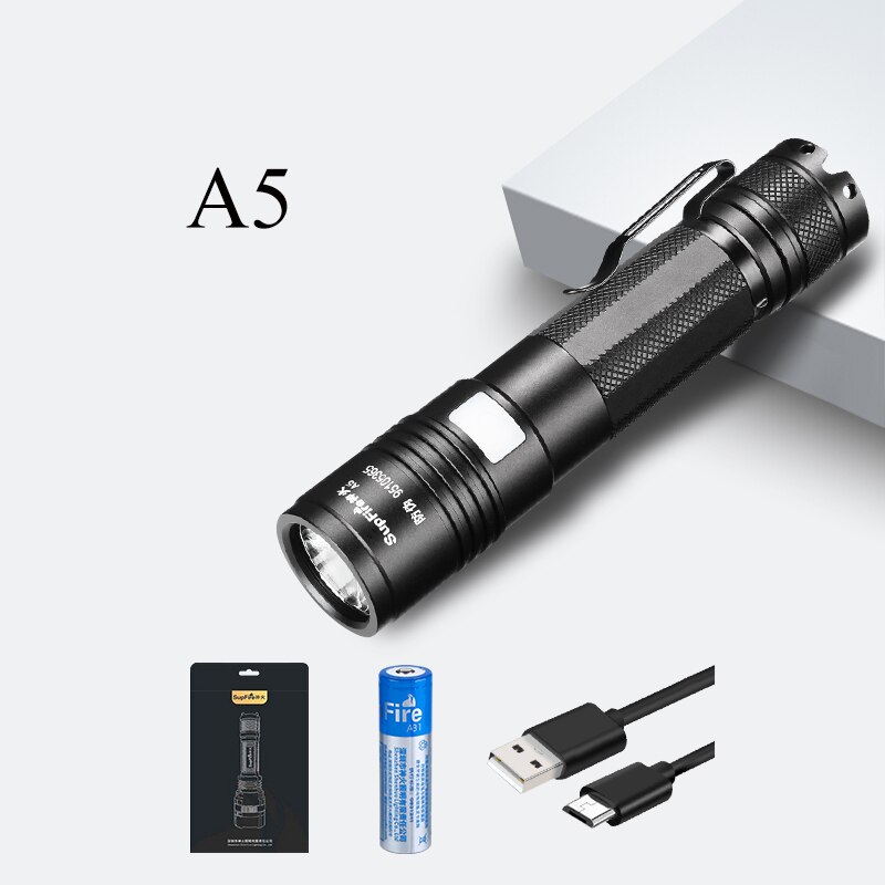 Supfire Đèn Pin Mini Linterna LED A5 Torch Lanterna 800lm USB Đèn Flash Ánh Sáng Cho Fenix Sofirn Nitecore Nicron Convoy S2 S3 S045