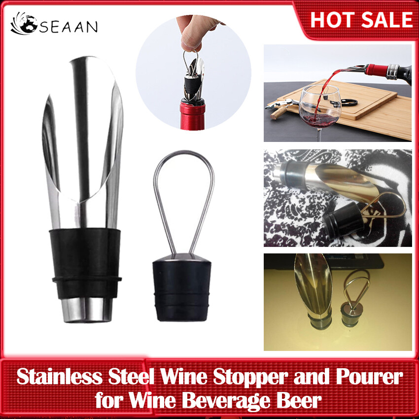 Wine Pourer And Stopper Set Wine Pourer Spouts Stainless Steel Stopping Pour Spout For Wine Beverage Beer Liquid Dispenser