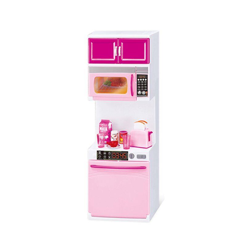 Simulation Kitchen Cabinets Set Children Pretend Play Cooking Tools Mini Dolls Tableware Suits