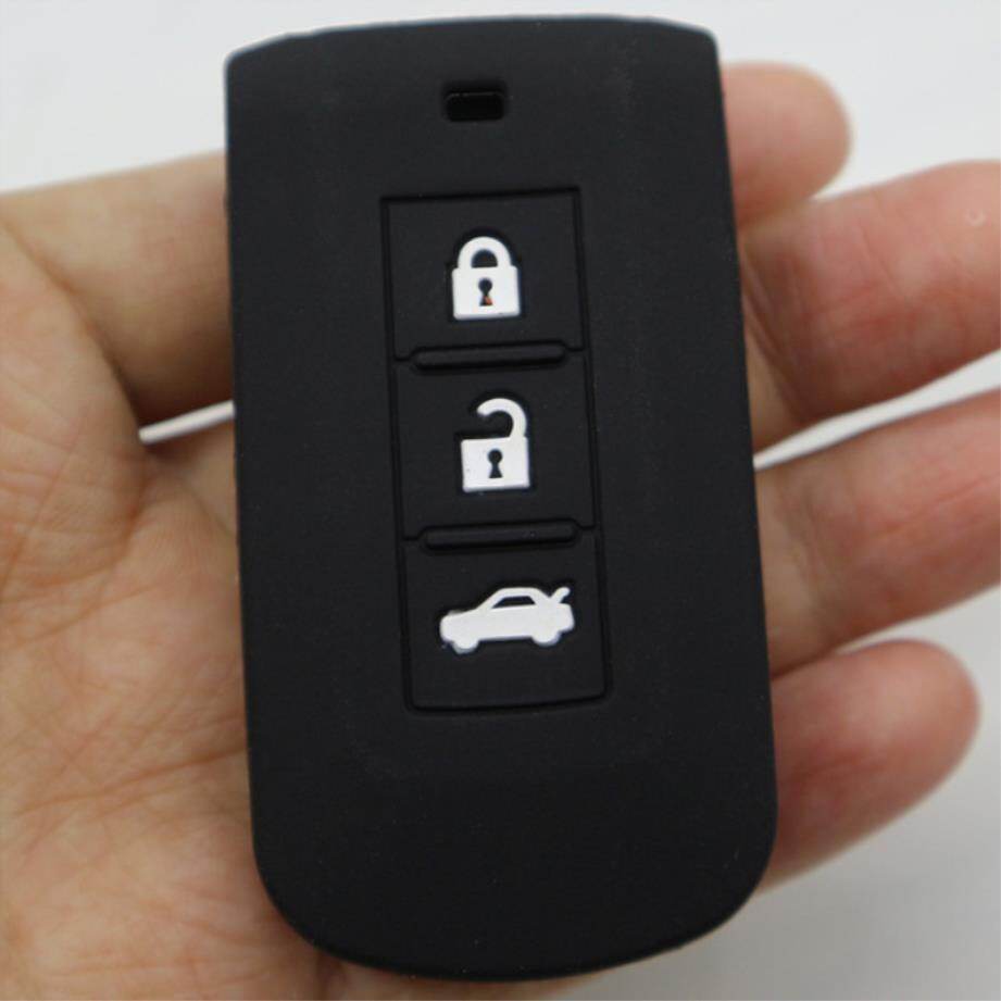 3 Button Silicone Car Key Case Cover For Mitsubishi Outlander 2016 Lancer 10 Pajero Sport Ex Asx Colt Grandis L200 Car Key Shell