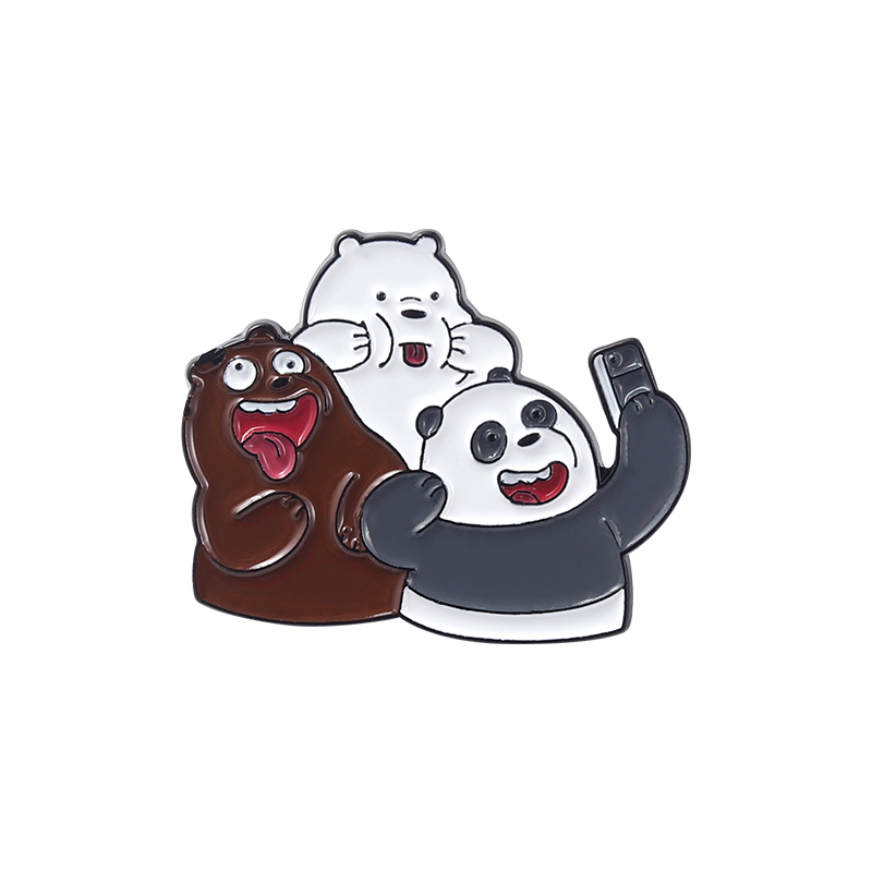 Animal cartoon bear and panda enamel pin cute polar pin animal badge collection jewelry backpack girl boy gift for friend