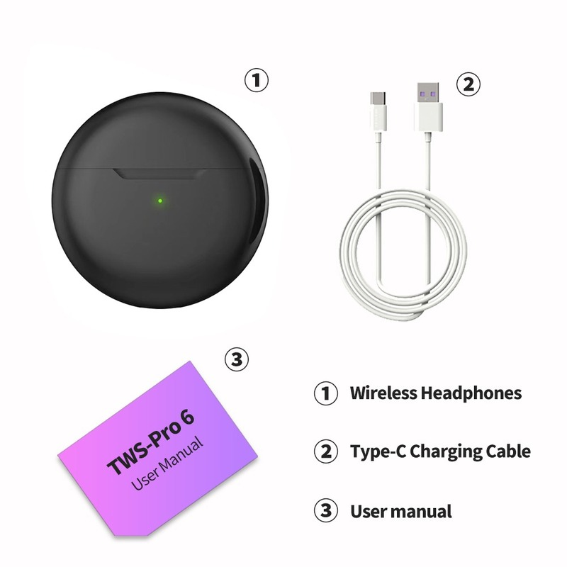 Pro6 Tai Nghe Không Dây Chân Thực Tai Nghe Bluetooth Điều Khiển Cảm Ứng Kèm Mic Tai Nghe Âm Thanh Nổi TWS Chống Nước Tai Nghe Thể Thao