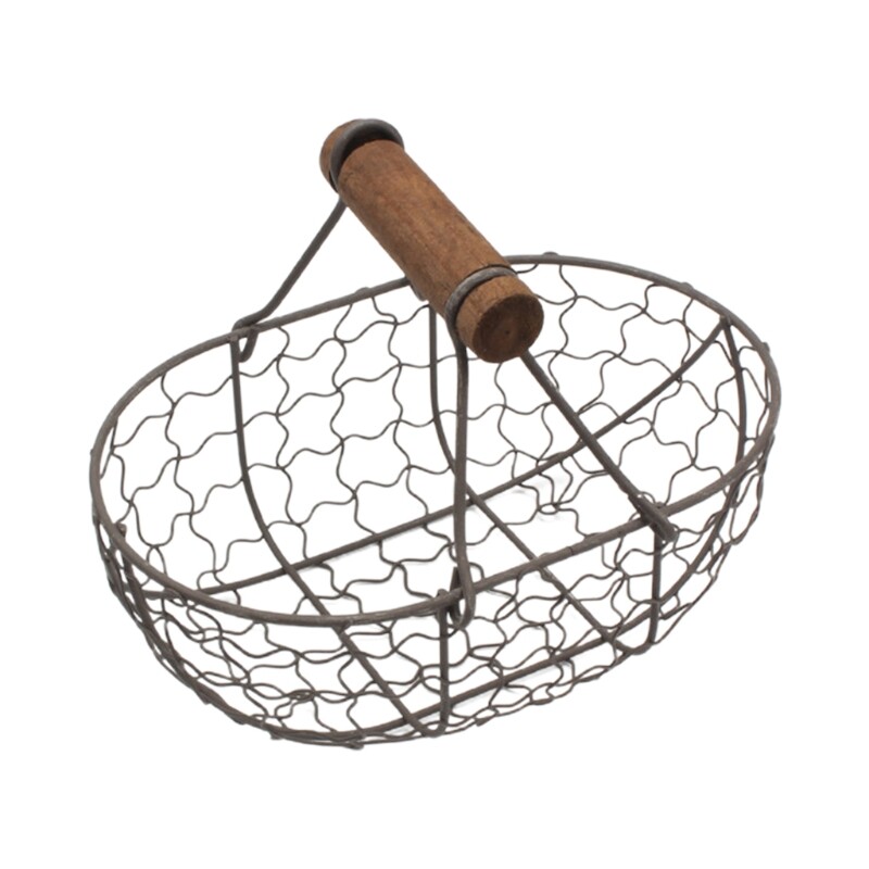 Retro Iron Hollow-Out Desktop Storage Basket with Handle Metal Wire Mesh Basketry Desk Tray Creative Sundries Organizer