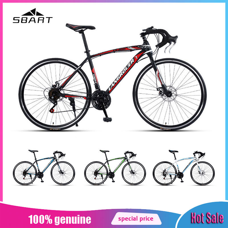 SBART 700C curved handle road bike net red speed change ultra-light disc brake shock absorption student men's and women's bicycles