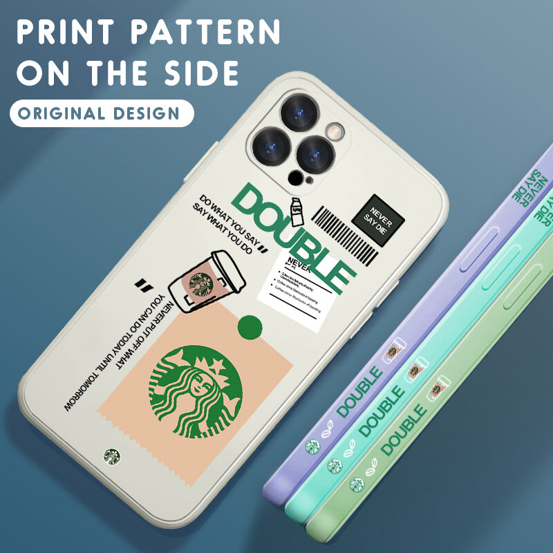 Ốp Hontinga Cho Samsung Galaxy A30 A20 Ốp Starbucks Label Ốp Họa Tiết Cạnh Silicon Mềm Mại Dạng Lỏng Hình Vuông Bên Cạnh Ốp Bảo Vệ Toàn Bộ Camera Ốp Lưng Ốp Điện Thoại, Ốp Mềm Cho Bé Trai Bé Gái