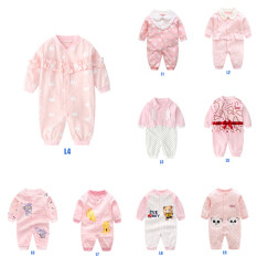 0-12 Tháng Áo Liền Quần Trẻ Em Tay Áo Dài Cổ Tròn Cotton Romeper Màu Hồng Cô Gái Đáng Yêu Quần Áo Trẻ Em Áo Liền Quần Trẻ Em Bodysuit Một Mảnh Cho Bé