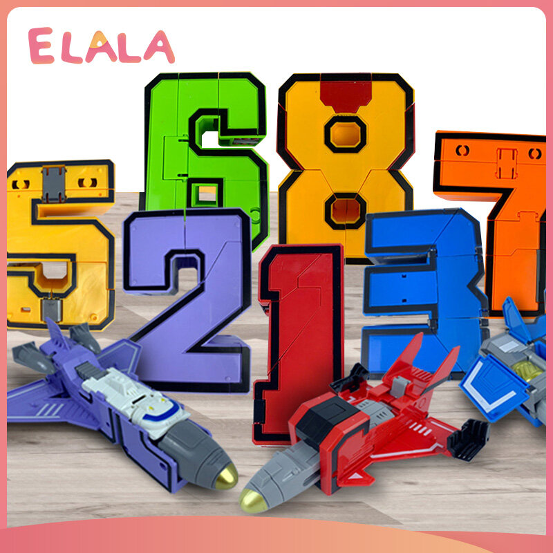 ELALA Blind Box Randomly Box Assemble Building Blocks Action Figure Robots Transformation Car Deform Number Letters Alphabet Math Toys