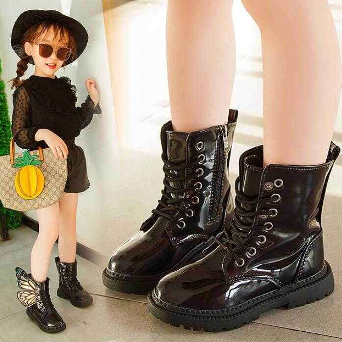 Girls Boots 2019 Winter Fashion Elsa PU Leather Waterproof Cotton Kids Snow Boot