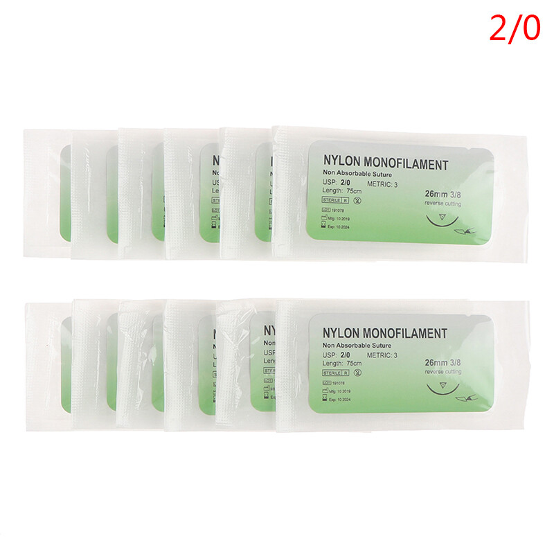 Qin795 pnate 12 cái/bộ chỉ khâu kim y tế chỉ khâu sợi đơn ni lông bộ dụng cụ thực hành chỉ khâu