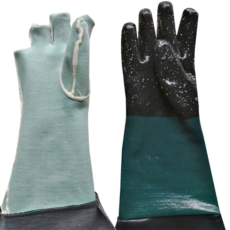Rubber Sandblaster Sand Blast Sandblasting Gloves For Sandblast Cabinets Safety Glove