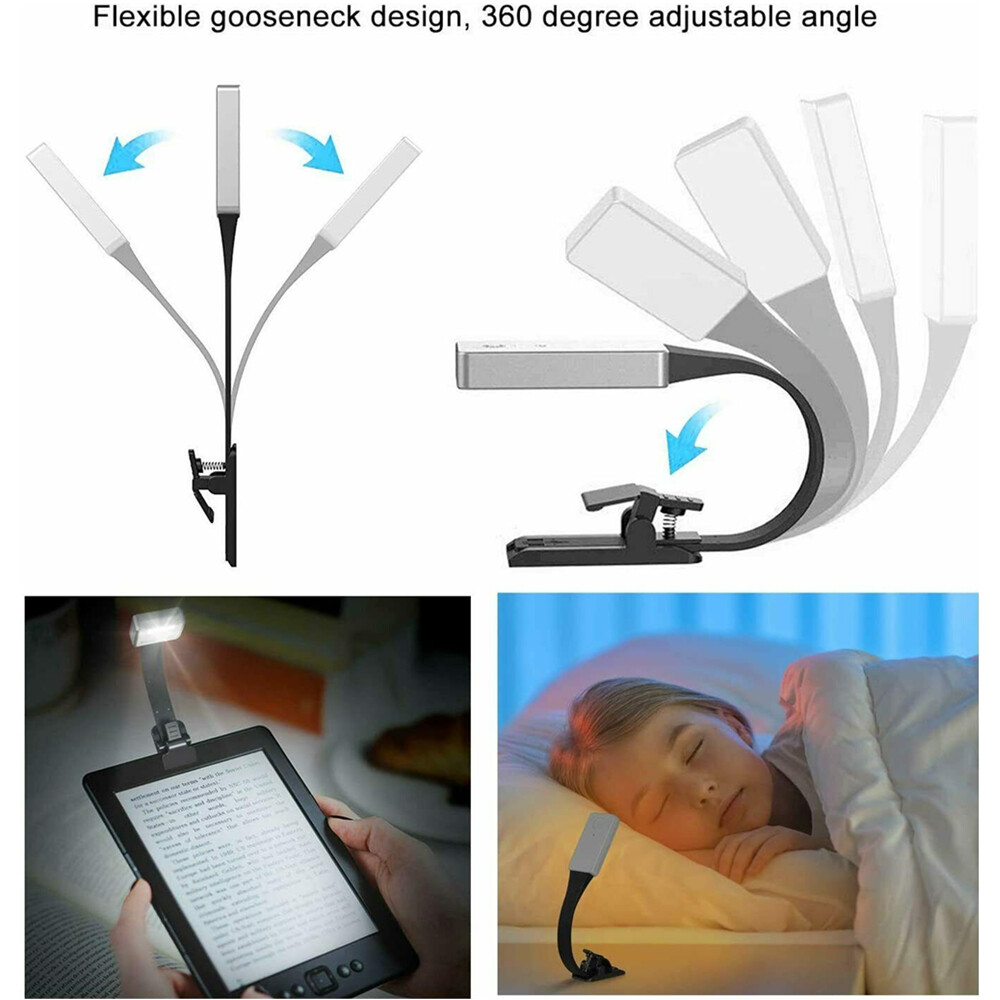 Đèn Đọc Sách Kẹp Sạc USB Đèn Đọc Sách LED Linh Hoạt Cho Người Đọc Kindle