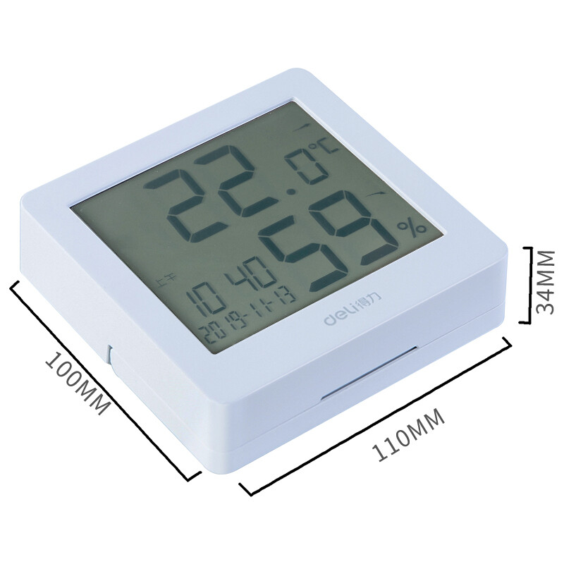 Máy Đo Độ Ẩm Nhiệt Độ Điện Tử Đèn Nền Deli Với Màn Hình LCD Kỹ Thuật Số Lớn Nhiệt Kế Đo Độ Ẩm Đồng Hồ Báo Thức Ngày Nhiệt Độ Trong Nhà Sử Dụng Kép Nhiệt Kế An Toàn Gia Dụng, Cảm Biến Độ Ẩm Dành Cho Khách Sạn Phòng Khách
