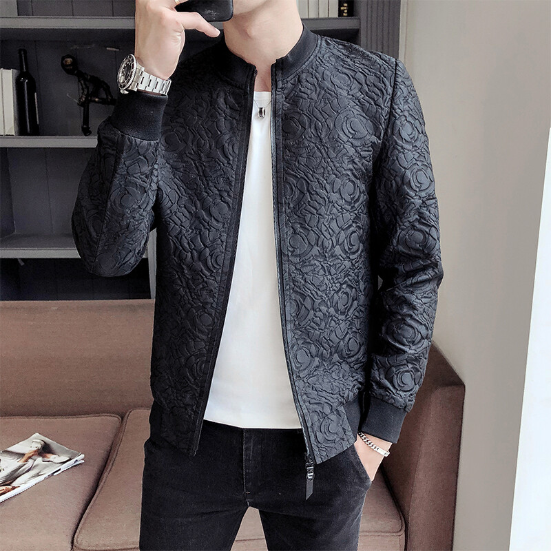 Vintage Jacket Men jacket Jacquard Jacket Men Zipper Jacket Long Sleeve Casual Jackets Baroque Party Wear