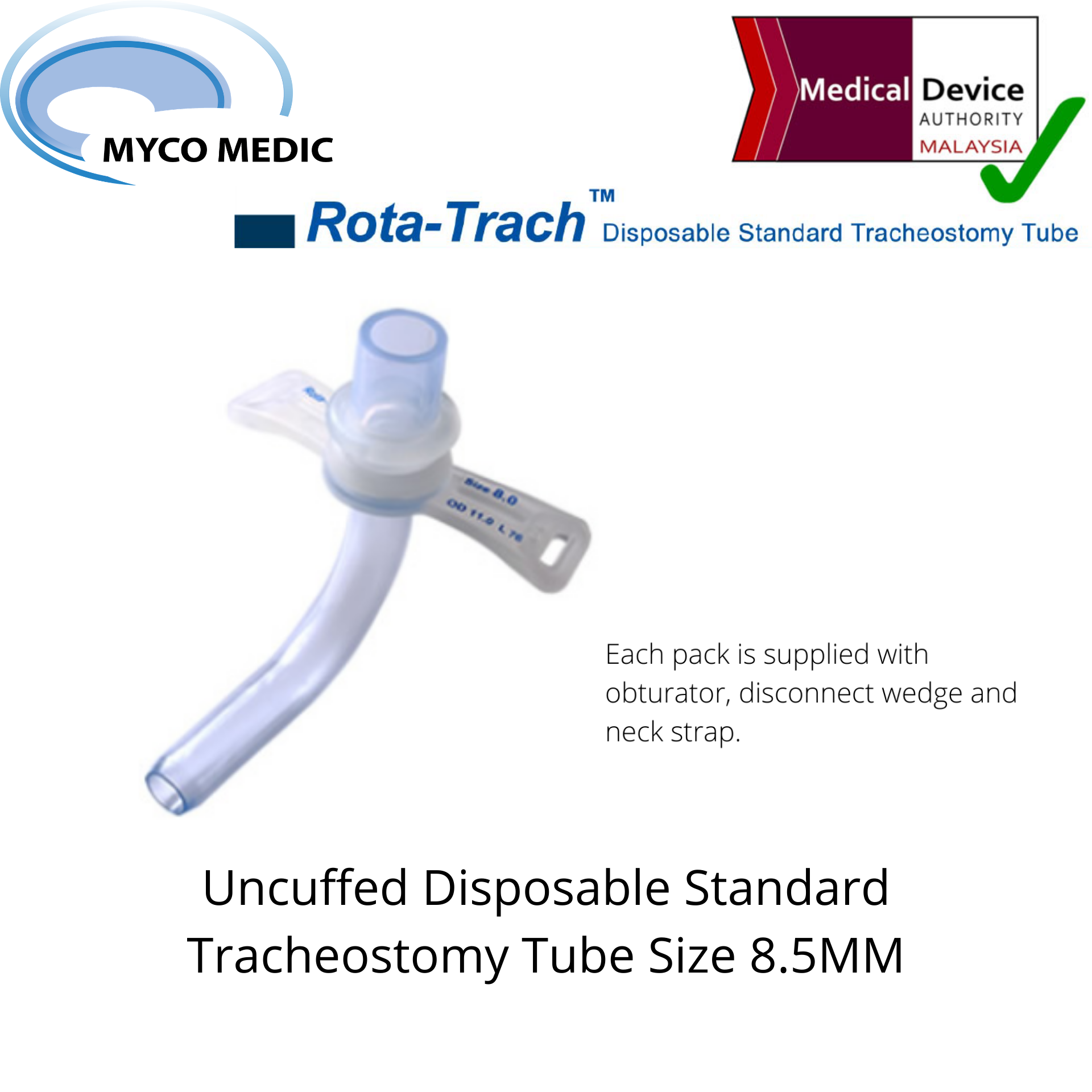 Rota-Trach Uncuff Single Lumen | Disposable Standard Tracheostomy Tube ...