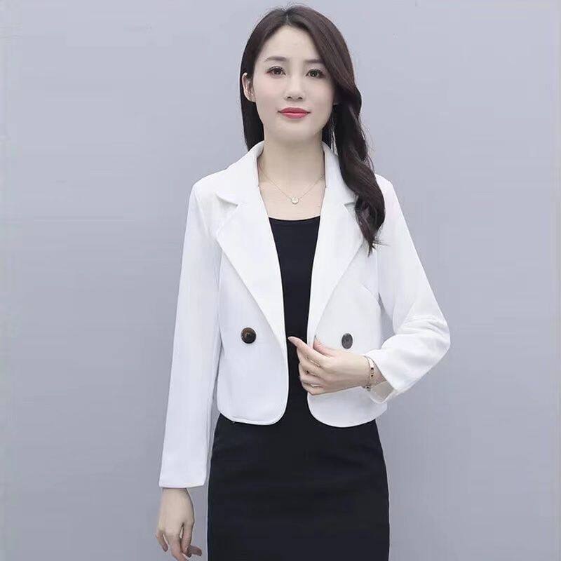 New Small Suit Short Jacket Women Autumn and Winter Korean Thin Woolen Coat Blazer Double-breasted Ladies Business Suit