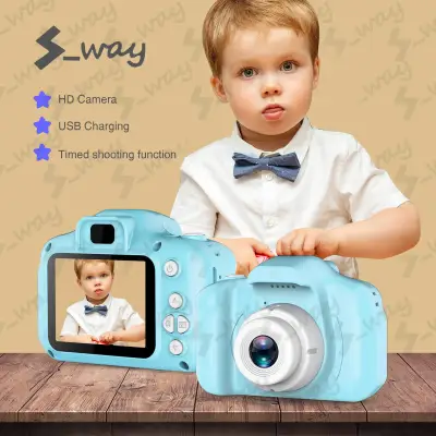 S_way?Original?2 Inch HD Screen Chargable Digital Mini Children Camera Kids Cartoon Cute Camera Toys Outdoor Photography Props for Child Birthday Gift