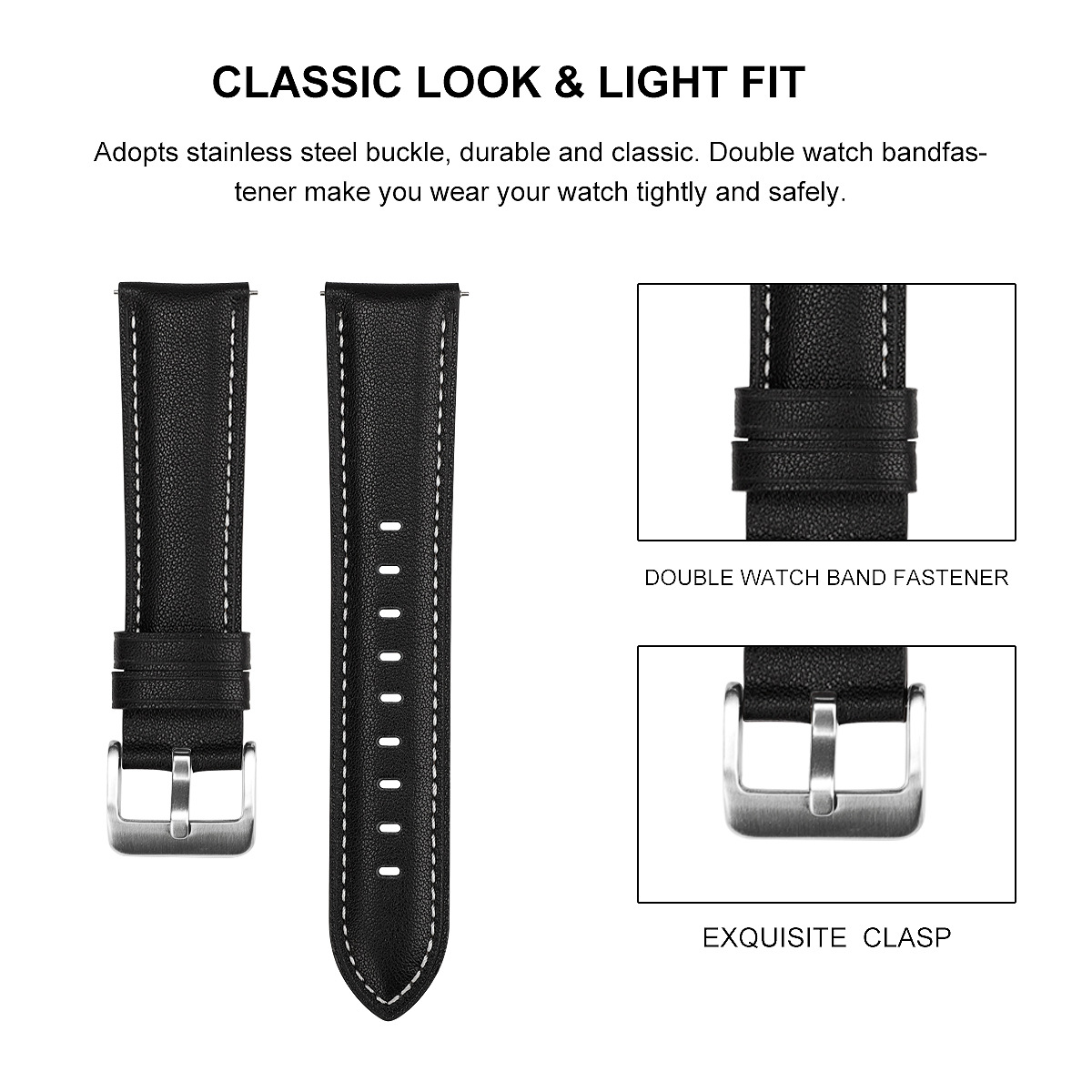 20mm 22mm fashion leather band strap for huawei watch gt/gt2 /gt3/gt 3 pro/gt2e/gt2 pro/honor magic watch 2/huawei watch buds/huawei watch gt3 se