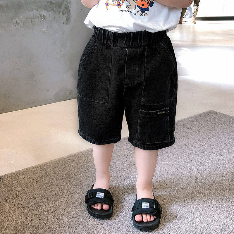 FORHER FORHIM Boy Summer Korean Children's Versatile Five-point Pants Denim Blue Black Hip-hop Jeans Baby comfortable leisure comfortable jeans shorts FH0685