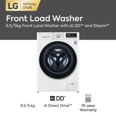 LG 8.5kg Washer & 5kg Dryer Front Load Combo Washing Machine with AI Direct Drive™, Steam™ FV1285D4W