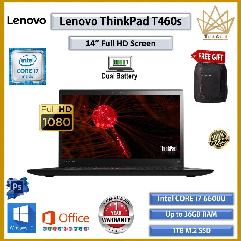 (ULTRA SLIM) LENOVO THINKPAD T460s CORE i7 (6TH GEN) 14 FHD / Up to 20GB DDR4 / 1TB M.2 SSD / WINDOWS 10 PRO / 14 FULL HD SCREEN / LENOVO THINKPAD T460 S / REFURBISHED / ULTRABOOK / BUSINES SERIES LAPTOP Malaysia