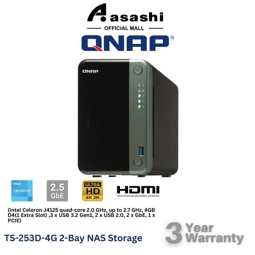  QNAP TS-453D-4G 4 Bay NAS for Professionals with Intel®  Celeron® J4125 CPU and Two 2.5GbE Ports : Electronics