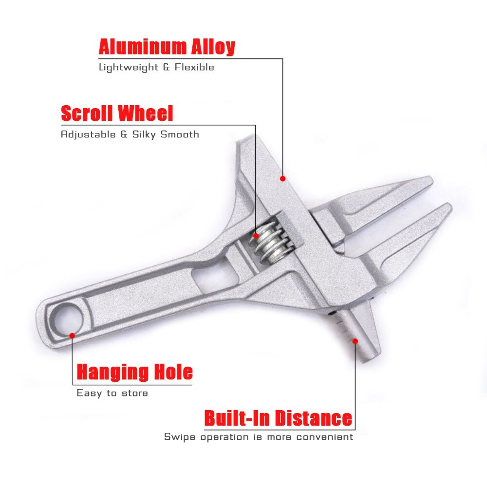 【hot】 Multi function Sanitary Wrench Aluminium Alloy Short Handle Large Opening Wrenches Universal Spanner Repair Tool for Water Pipe