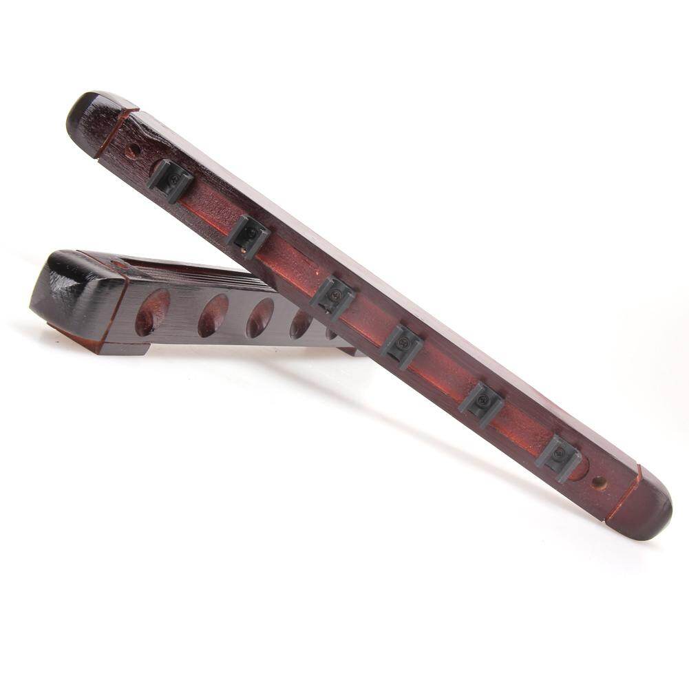 6 Cue Sticks Solid Wood Rack Holder Billiard Pool Snooker Table Wall Mount Hanging