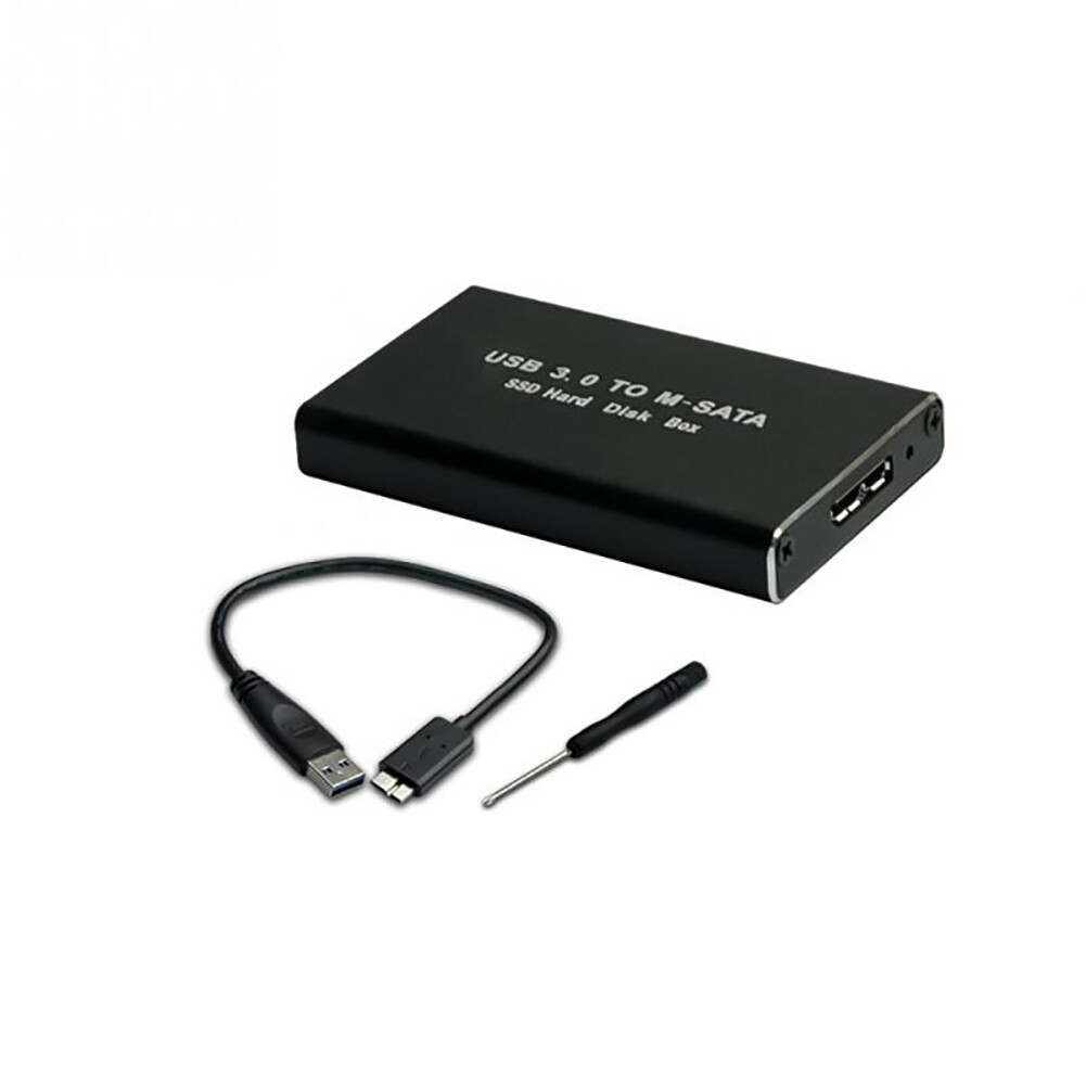 MSATA to USB 3.0 Hard Disk Drive SSD Enclosure Adapter Cable Case Aluminum Box