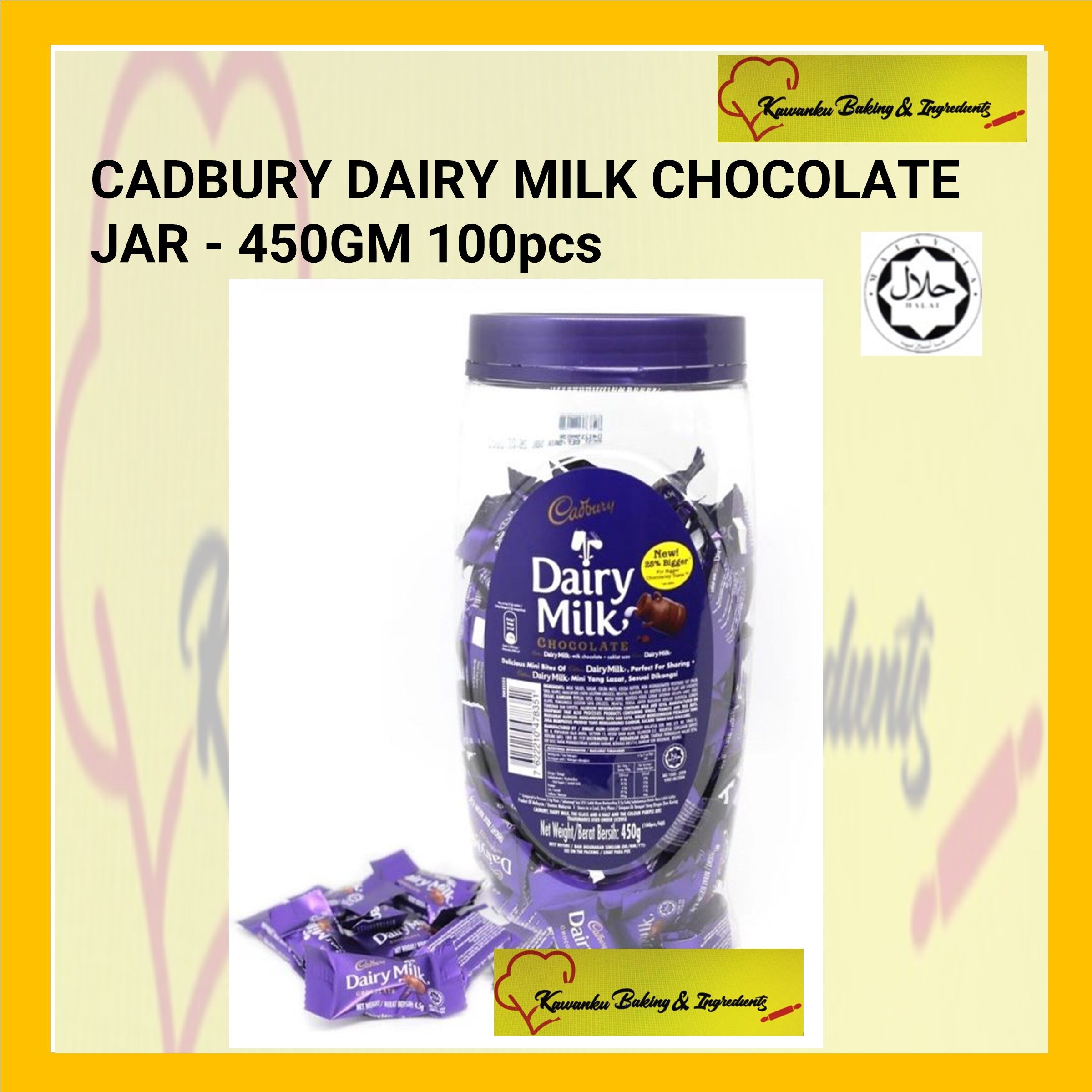 CADBURY DAIRY MILK CHOCOLATE JAR 450GM 100pcs Lazada