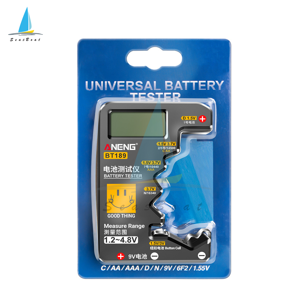 SeasBoat BT189 Battery Tester LCD Display Universal Battery Checker for AA AAA 9V 1.5V/3V Button Cell Batteries