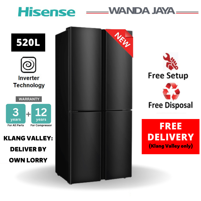 [FREE DELIVERY] Hisense 4 Door Inverter 520L Refrigerator RQ515N4AB1