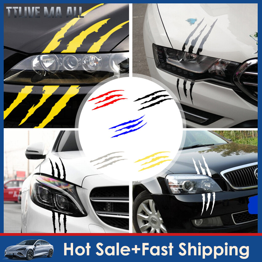 【High Quality+In Stock】Car Styling Ghost Claw Scratch Stripe Marks Headlight Decal Vinyl Decal Auto Body Decorative Stickers PET Carving Vinyl Decal
