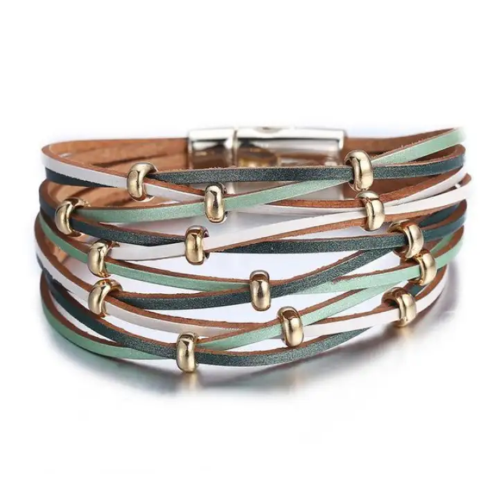 17km New Gold Leather Wrap Bracelets For Women Red Sliver Color Multiple Layers Charm Bracelet Bangle Party Fashion Jewelry 17km New Gold Leather Wrap Bracelets For Women Red Sliver Color Multiple Layers Charm Bracelet Bangle Party Fashion Jewelry