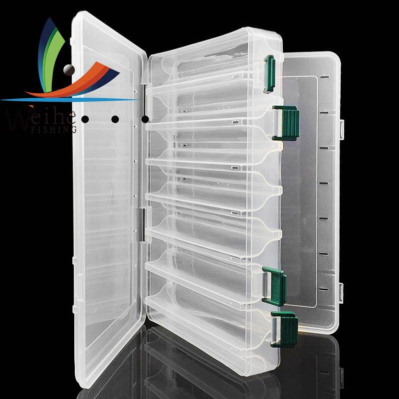 Double Sided 14 Compartments Fishing Lure Box with Plastic Material With Transparent Color