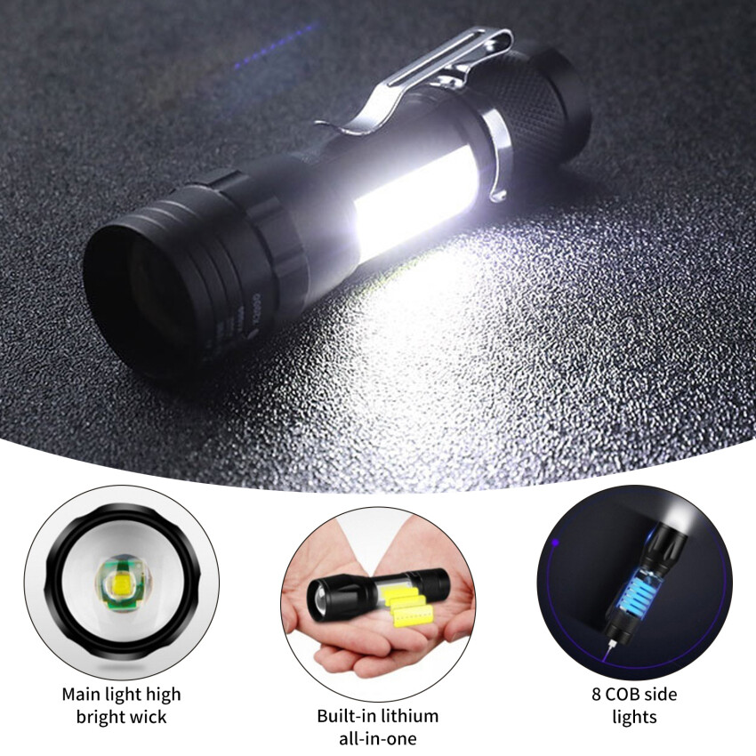 1PC High Power Rechargeable LED Flashlight Mini Zoom Torch Mini Torch LED Rechargeable Flashlight Portable USB Charging Flashlight