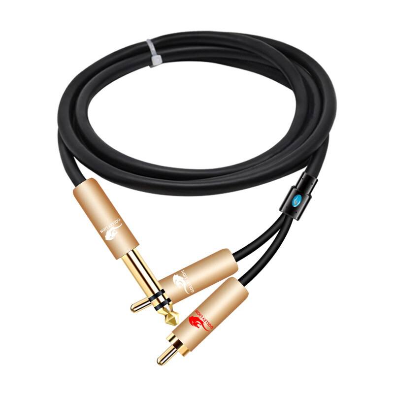 GOLLEY LION Hifi Audio Cable Stereo 6.35mm to 2 RCA Sound box Mixer