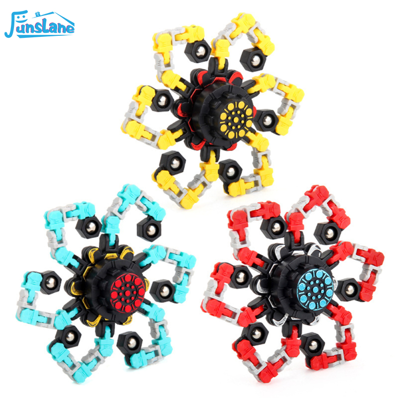 FunsLane Deformable Stress Relief Toy Fingertip Spinner Toy Transformable Creative Mechanical Gyro Toy For Kids