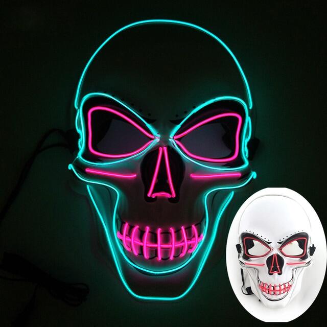 Luminous LED Mask Cosplay Japanese Animated Fox Party Mask Halloween Horror Skull Mask Light Up Rave Party Masquerade Decoration