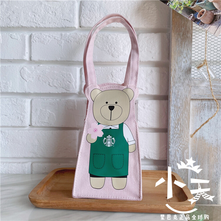 Starbuck Túi Tote Đựng Đồ Uống Đơn Bằng Vải Bố Cho Người Quản Lý Cửa Hàng Gấu Sakura Màu Hồng Đài Loan