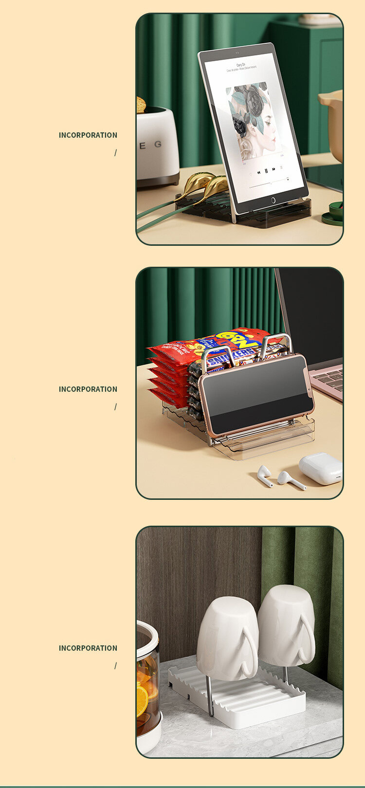 KS Pot cover rack multifunctional table top rack household spatula storage rack kitchen folding rack